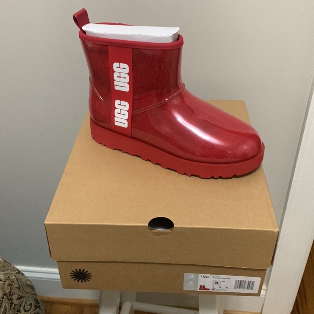 UGG Authentic Classic Clear Mini Waterproof Boots in RED ❤️ NEW size 9 - Picture 10 of 16
